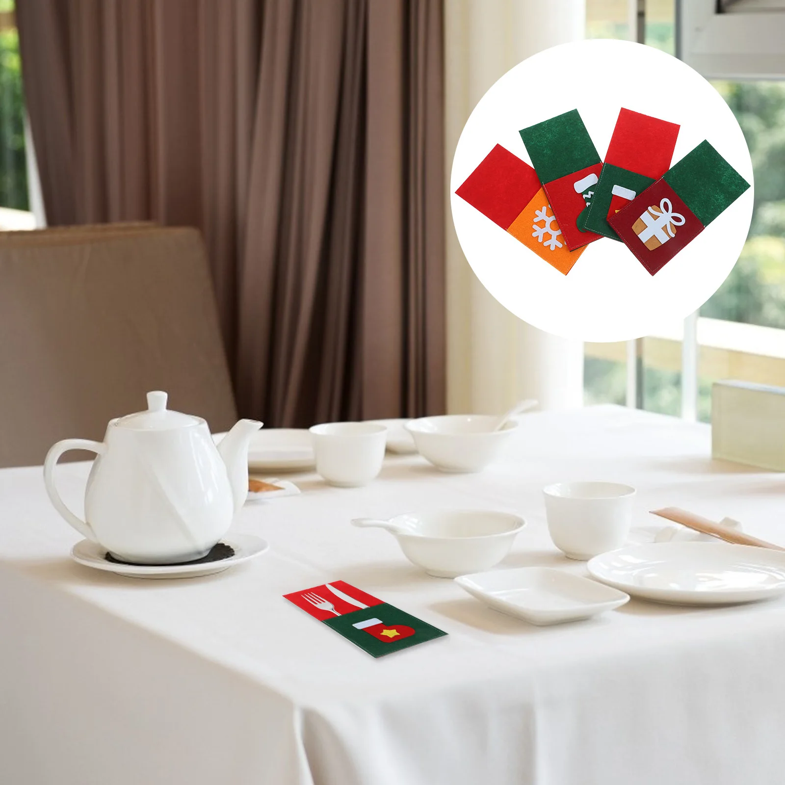 4 Pcs Outdoor Cutlery Bag Christmas Dinner Table Decor Storage Pouch Adorable Tableware Printed Felt Silverware Holder
4 Pcs Outdoor Cutlery Bag Christmas Dinner Table Decor Storage Pouch Adorable Tableware Printed Felt Silverware Holder
