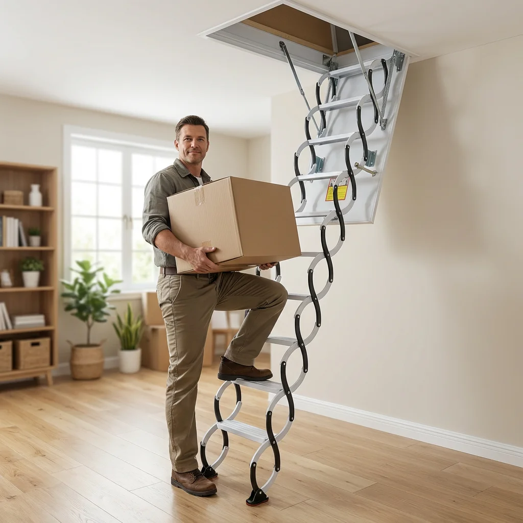!@Semi-Automatic Steel Indoor Stretch Ladder Home Attic Stairs for Villas Duplexes Invisible Folding Lift Telescopic Staircase
!@Semi-Automatic Steel Indoor Stretch Ladder Home Attic Stairs for Villas Duplexes Invisible Folding Lift Telescopic Staircase