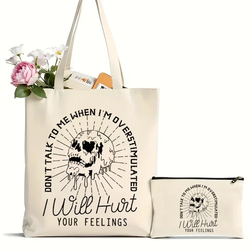 2Pcs Don't Talk To Me When I'm Overstimulated Skeleton Print Tote Bag Casual Large Capacity Halloween Gothic Style Shoulder Bag
2Pcs Don't Talk To Me When I'm Overstimulated Skeleton Print Tote Bag Casual Large Capacity Halloween Gothic Style Shoulder Bag