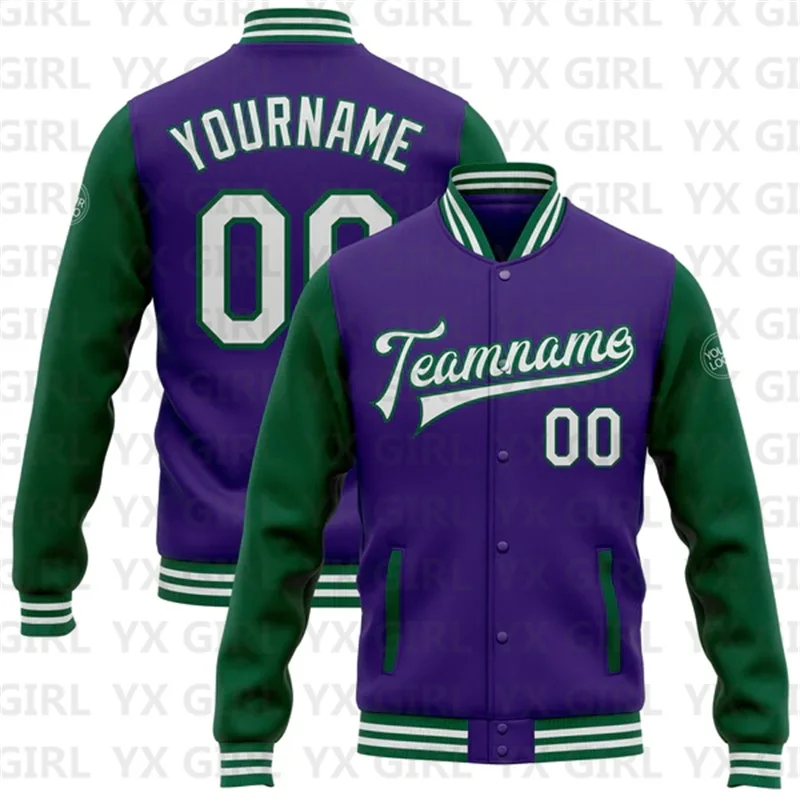 Custom Purple White-Kelly Green Bomber Full-Snap Varsity Letterman Two Tone Jacket 3D Baseball Button Jacket
Custom Purple White-Kelly Green Bomber Full-Snap Varsity Letterman Two Tone Jacket 3D Baseball Button Jacket