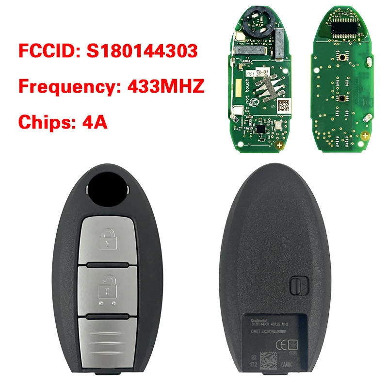 CN027051 OEM чип 4A 433 МГц FCC S180144303 для N-issan Pathfinder Murano 2015-2018 умный ключ
CN027051 OEM чип 4A 433 МГц FCC S180144303 для N-issan Pathfinder Murano 2015-2018 умный ключ
