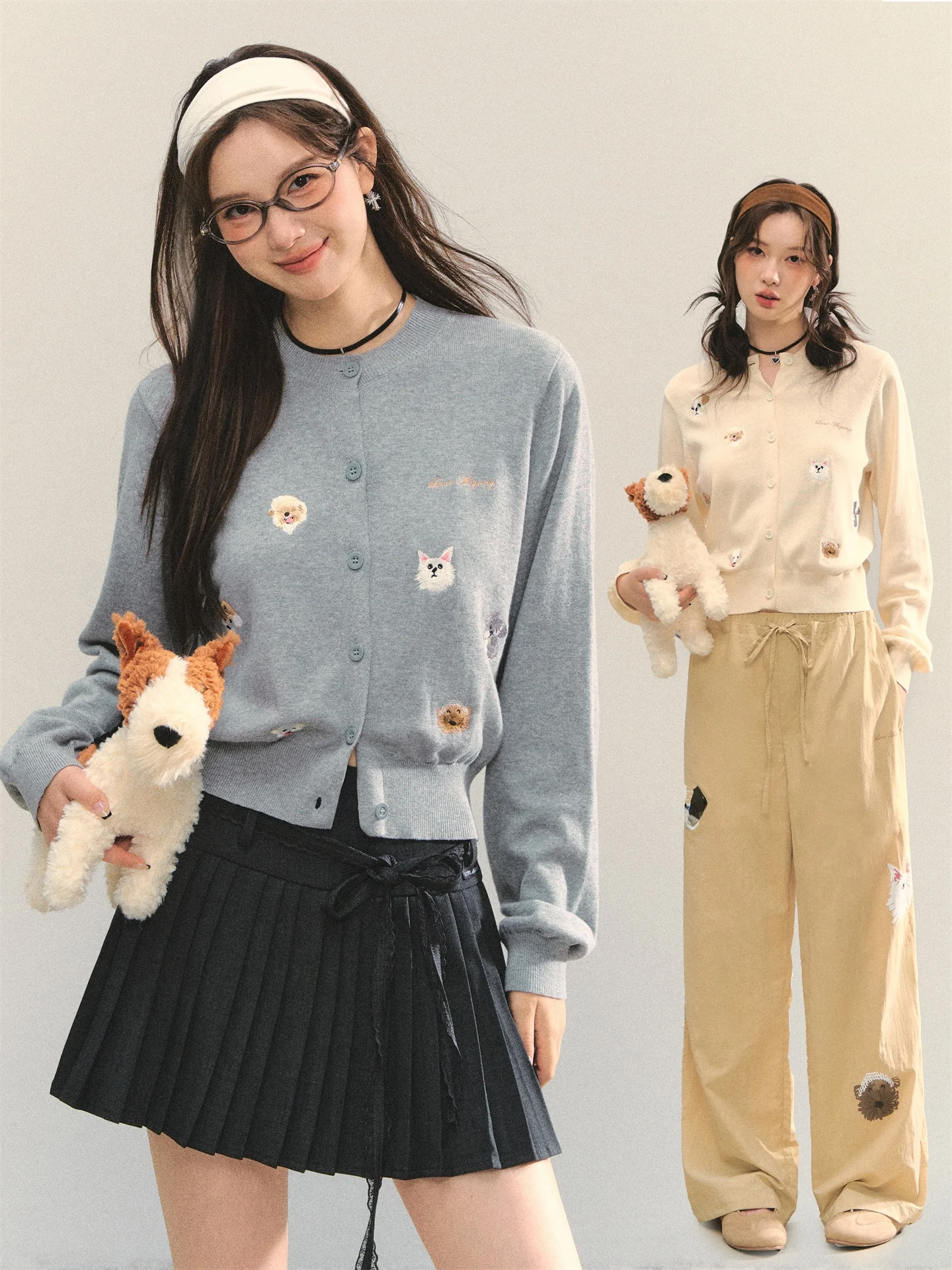 AsGony Knitted ort Cardigan round Ne Dog Embroidery Gentle Sle Women's Casual Faion Breathable Skin-friendly Outerwear
AsGony Knitted ort Cardigan round Ne Dog Embroidery Gentle Sle Women's Casual Faion Breathable Skin-friendly Outerwear