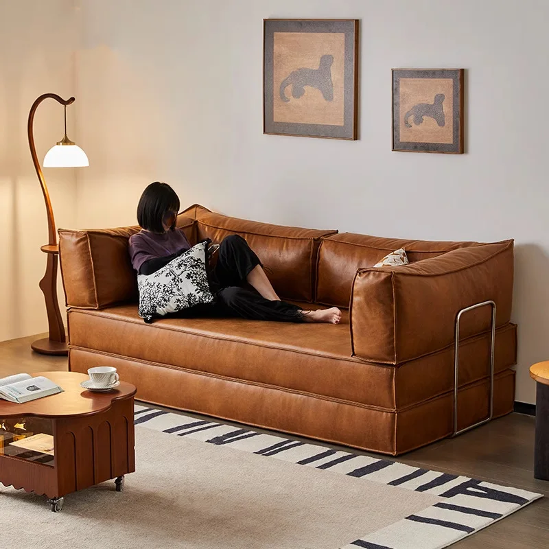 Apartment type living room dual-purpose oil wax cloth antique module sofa
Apartment type living room dual-purpose oil wax cloth antique module sofa