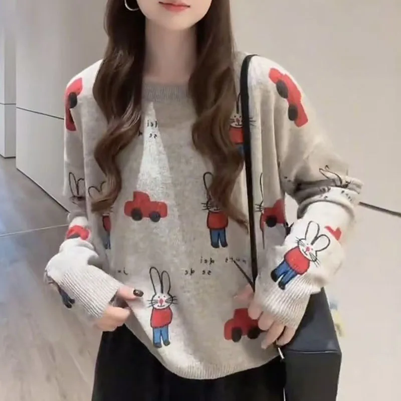 Autumn New Fashion Cartoon Letters Long Sleeve Knitted Pullover Female Joker Casual Sweater Top
Autumn New Fashion Cartoon Letters Long Sleeve Knitted Pullover Female Joker Casual Sweater Top