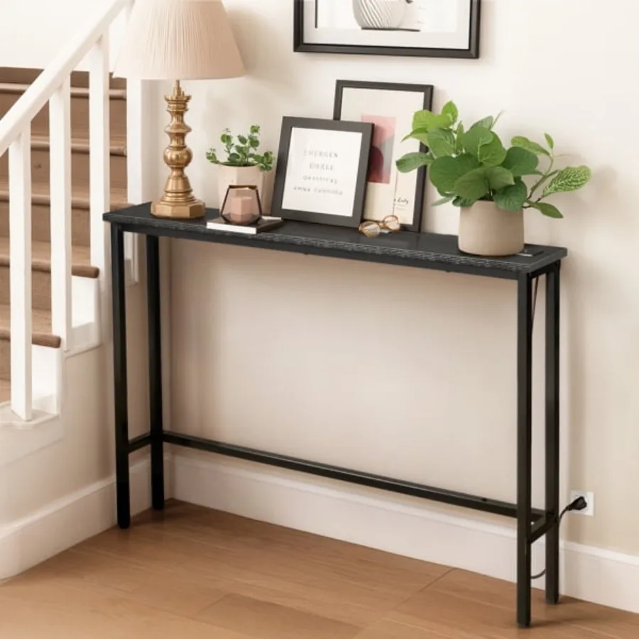 39.4" Narrow Console Sofa Table - Oak Wood and Black Metal Adjustable Feet Stable Metal Frame for Living Room Behind Sofa Apart
39.4" Narrow Console Sofa Table - Oak Wood and Black Metal Adjustable Feet Stable Metal Frame for Living Room Behind Sofa Apart