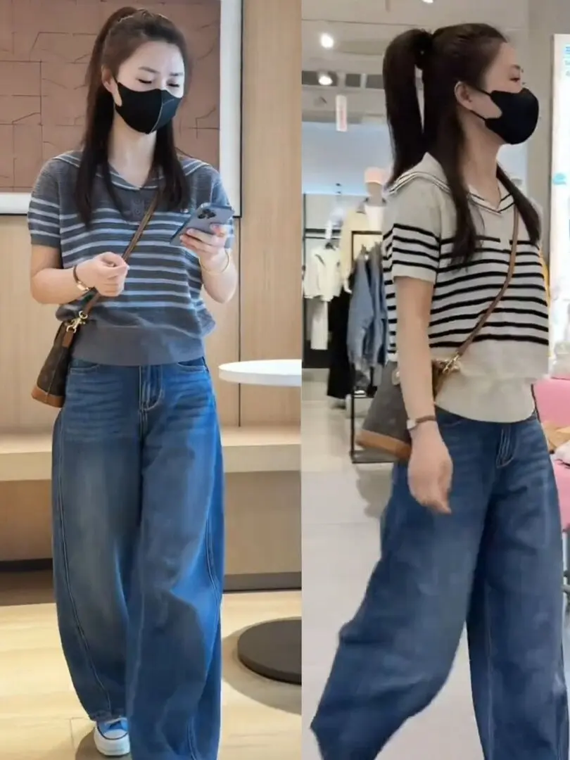 Casual Stripe Short Sleeve Knitted Top And Straight Leg Jeans Women's Fashion Set Summer 2026 New Style Breathable Medium Thi...
Casual Stripe Short Sleeve Knitted Top And Straight Leg Jeans Women's Fashion Set Summer 2026 New Style Breathable Medium Thi...