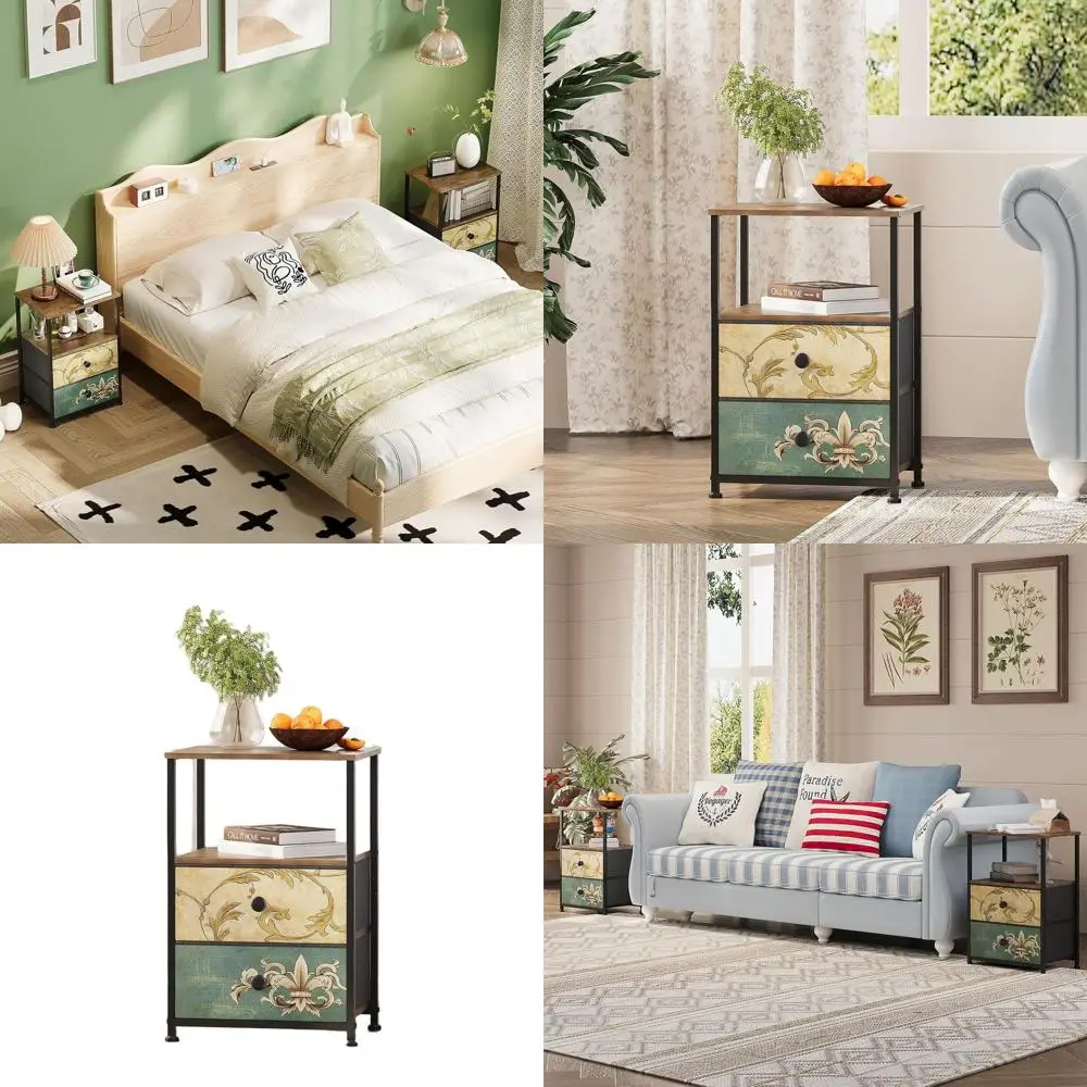 Vintage-Style 2-Drawer Fabric Nightstand with Open Shelf, Suitable for Bedroom or Living Room
Vintage-Style 2-Drawer Fabric Nightstand with Open Shelf, Suitable for Bedroom or Living Room