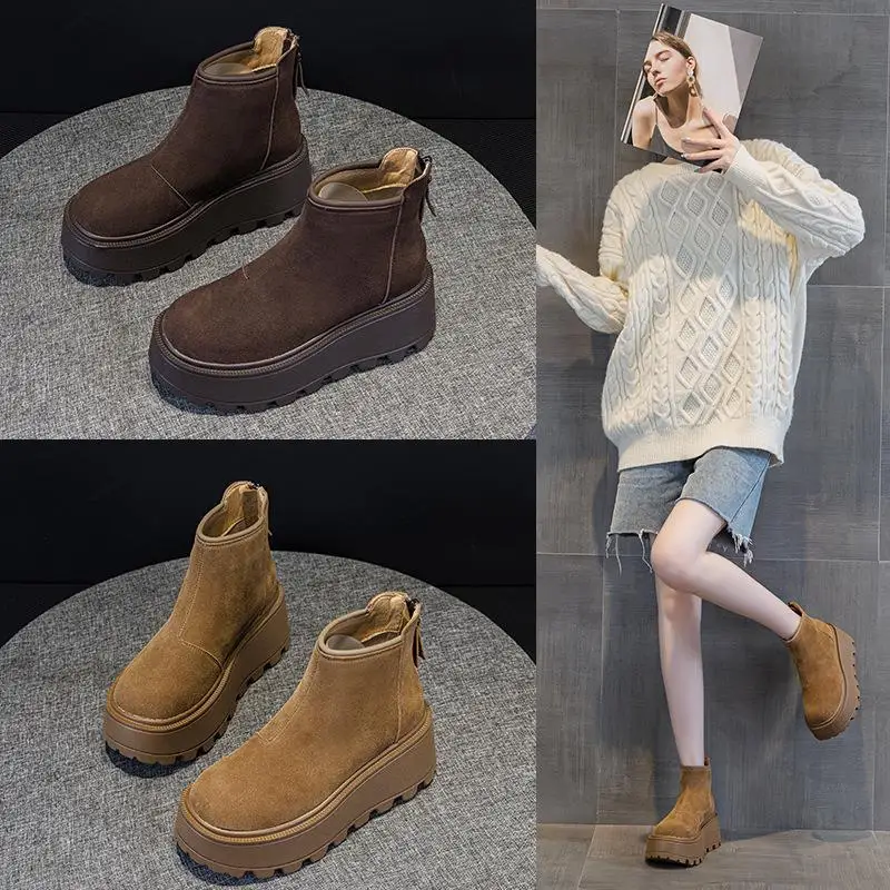 Thickened Fleece Lined Real Leather Snow Boots Flat Bottom Anti-Slip Warm Shoes Casual Style round Toe Winter Fashion Boots
Thickened Fleece Lined Real Leather Snow Boots Flat Bottom Anti-Slip Warm Shoes Casual Style round Toe Winter Fashion Boots