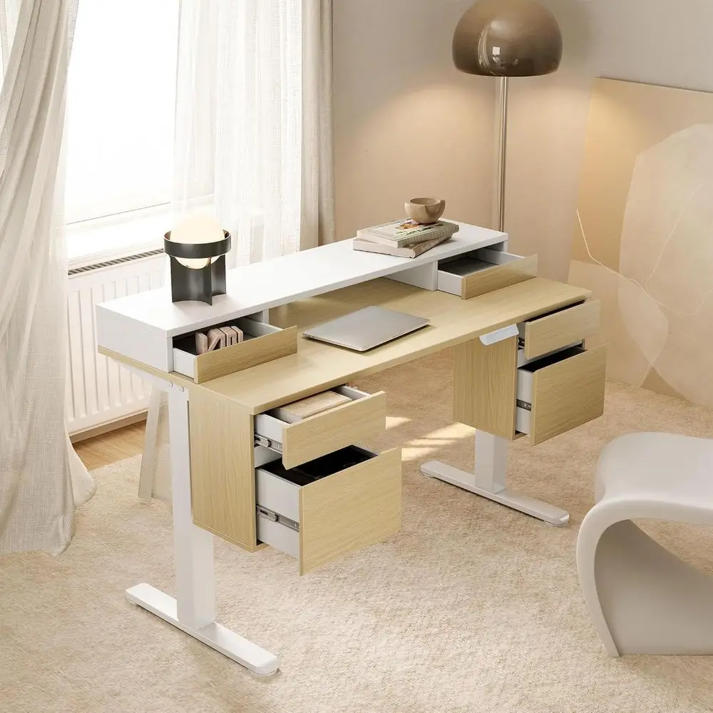 6-Drawer 55 Height-Adjustable Standing Desk with Storage, Light Walnut, Ideal for Monitor Stands and Home Offices
6-Drawer 55 Height-Adjustable Standing Desk with Storage, Light Walnut, Ideal for Monitor Stands and Home Offices