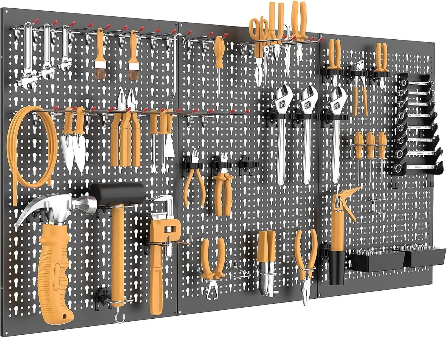 Metal Pegboard Wall Organizer 24x48 in, Black Tool Storage Board with Hooks for Garage Workbench
Metal Pegboard Wall Organizer 24x48 in, Black Tool Storage Board with Hooks for Garage Workbench