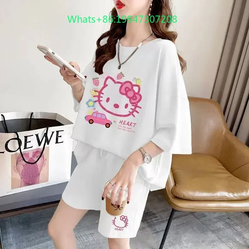 Летние белые пижамы с круглым вырезом и милым рисунком «Hello Kitty», шорты с короткими рукавами, спортивная верхняя одежда из чистого хлопка, домашний комплект из двух предметов
Летние белые пижамы с круглым вырезом и милым рисунком «Hello Kitty», шорты с короткими рукавами, спортивная верхняя одежда из чистого хлопка, домашний комплект из двух предметов