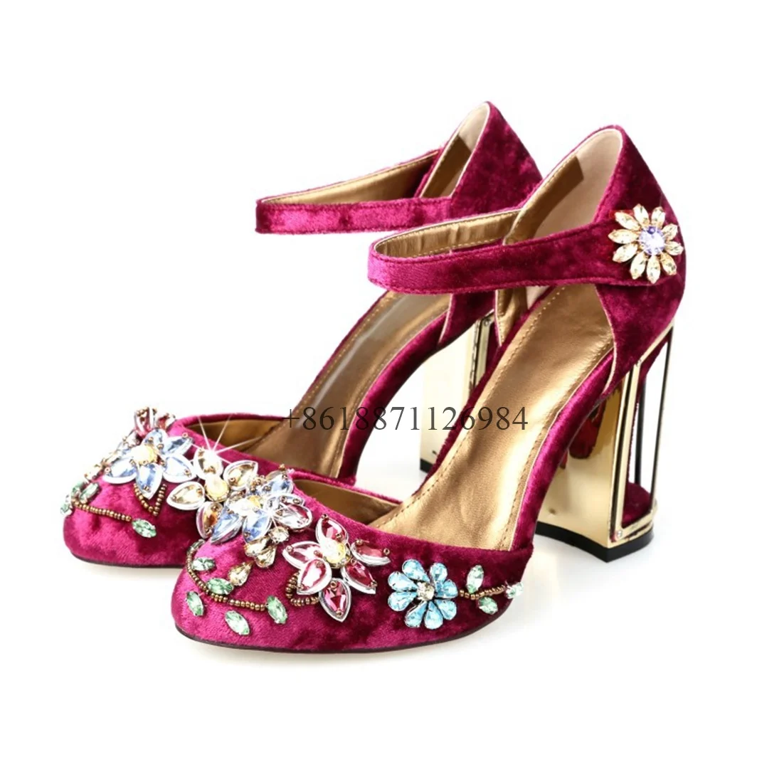 Genuine Leather Round Toe Summer Women Sandals With Rhinestone Fretwork High Heels Buckle Strap Design Customized Shoes
Genuine Leather Round Toe Summer Women Sandals With Rhinestone Fretwork High Heels Buckle Strap Design Customized Shoes