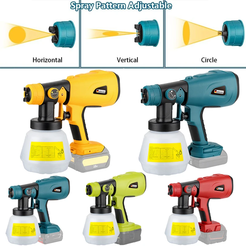 Electric Paint Sprayer Paint Gun For Makita/Dewalt/Bosch/Milwaukee/Ryobi 18V Battery with 3 Spray Patterns for Furniture Walls
Electric Paint Sprayer Paint Gun For Makita/Dewalt/Bosch/Milwaukee/Ryobi 18V Battery with 3 Spray Patterns for Furniture Walls