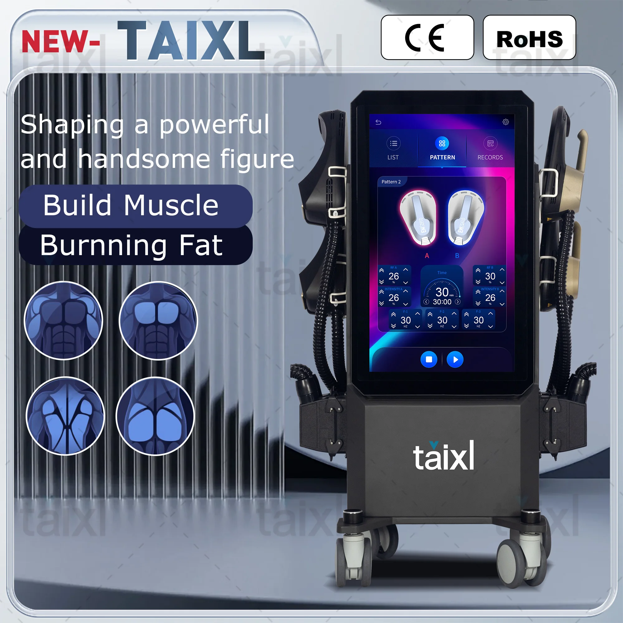 Профессиональный TAIXL Ultra Pro, скульптура, RF, потеря жира, наращивание мышечной массы, ABS, стимулятор мышц, EMS, для похудения, тонизирование мышц
Профессиональный TAIXL Ultra Pro, скульптура, RF, потеря жира, наращивание мышечной массы, ABS, стимулятор мышц, EMS, для похудения, тонизирование мышц