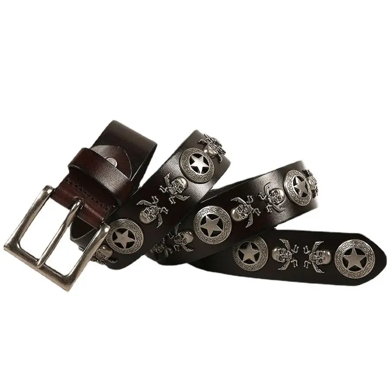 Fashion Black Genuine Leather Belts For Man Punk Gothic Casual Plus Size Waist Straps Top Layer Cowhide Rivets Belts
Fashion Black Genuine Leather Belts For Man Punk Gothic Casual Plus Size Waist Straps Top Layer Cowhide Rivets Belts