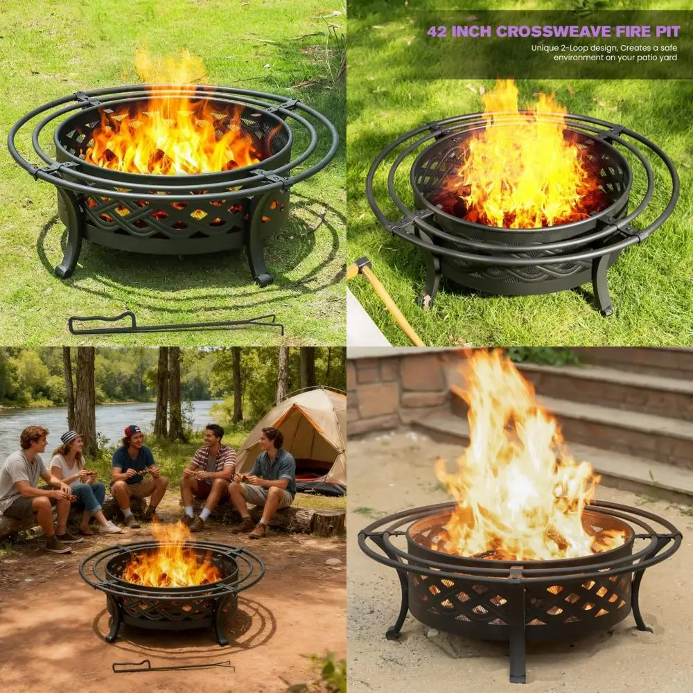 Наружная 42-дюймовая дровяная костра с перекрестной переплетением, с искровым экраном и огненным покером для круглых металлических костра
Наружная 42-дюймовая дровяная костра с перекрестной переплетением, с искровым экраном и огненным покером для круглых металлических костра