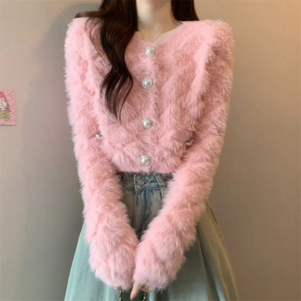 Women's Faux Mink Velvet Short Cardigan Sweater Coat High-Grade Gentle Style for Autumn Winter Factory Direct Sale
Women's Faux Mink Velvet Short Cardigan Sweater Coat High-Grade Gentle Style for Autumn Winter Factory Direct Sale
