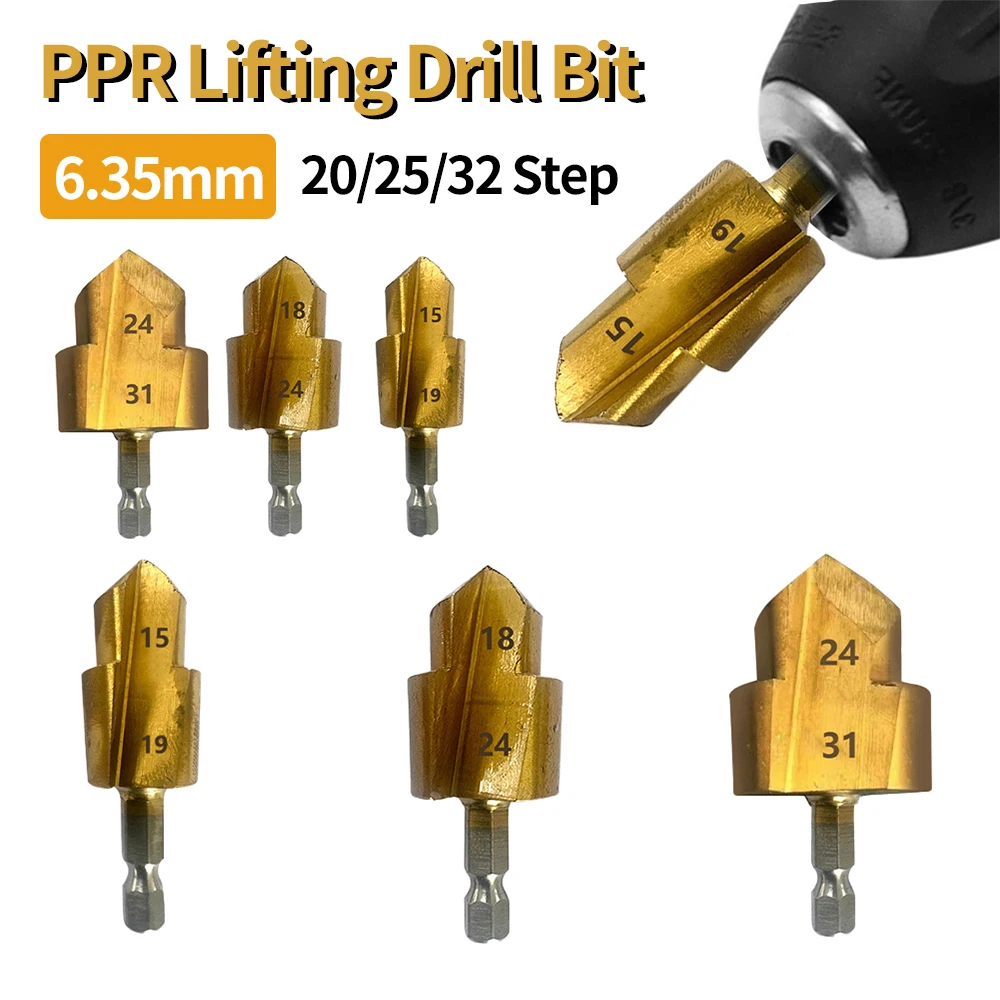 6,35 мм, шестигранная ручка, полипропиленовая бурильная долота, фаска для водопроводной трубы, 20/25/32 ступенчатый сверлильный инструмент для ремонта электроинструмента
6,35 мм, шестигранная ручка, полипропиленовая бурильная долота, фаска для водопроводной трубы, 20/25/32 ступенчатый сверлильный инструмент для ремонта электроинструмента