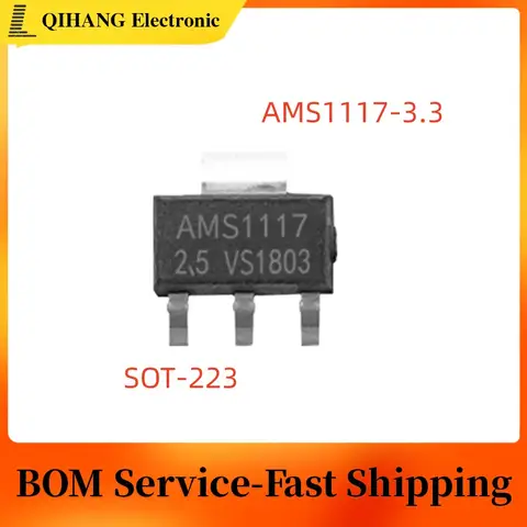 10-100 pezzi AMS1117-3.3 AMS1117 LM1117 1117 3,3 V 1 A Regolatore di tensione