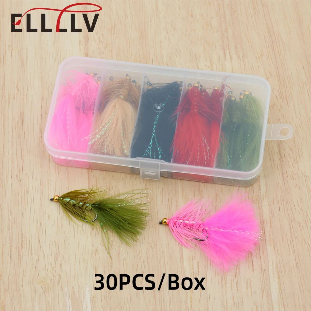 Набор из 30 штук: 5 цветов, ассорти, латунные бисерные головки, мушки Woolly Bugger, классические нахлыстовые мушки для пресноводной и морской рыбалки, приманки для рыбы.
Набор из 30 штук: 5 цветов, ассорти, латунные бисерные головки, мушки Woolly Bugger, классические нахлыстовые мушки для пресноводной и морской рыбалки, приманки для рыбы.