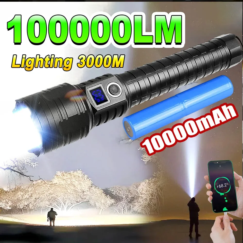 10000mAh High Power LED Flashlights Rechargeable LED Torch Light Ultra Powerful Flashlight Outdoor Long Range Tactical Lantern
10000mAh High Power LED Flashlights Rechargeable LED Torch Light Ultra Powerful Flashlight Outdoor Long Range Tactical Lantern