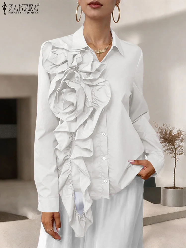 ZANZEA Casual 3D Flowers Stitching Blusas Women Long Sleeve Blouse Fashion Spring Button Tops 2025 Vintage Solid Commuting Shirt
ZANZEA Casual 3D Flowers Stitching Blusas Women Long Sleeve Blouse Fashion Spring Button Tops 2025 Vintage Solid Commuting Shirt