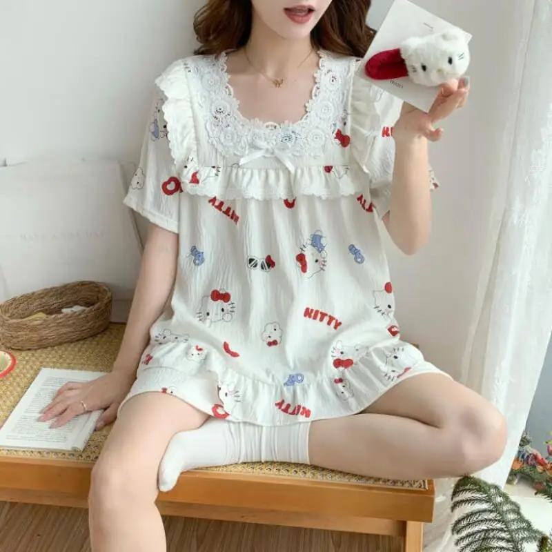 Cute and Sweet Youth Comfortable Home Clothes Summer New Women's Cartoon Short Sleeved Shorts Pajama Set Fashionable and Soft
Cute and Sweet Youth Comfortable Home Clothes Summer New Women's Cartoon Short Sleeved Shorts Pajama Set Fashionable and Soft