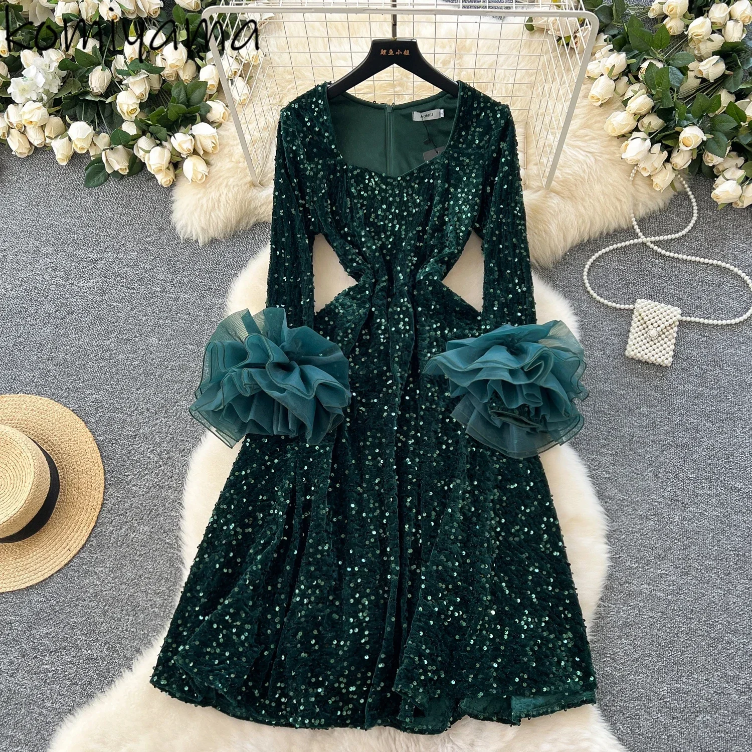 3d Floral Long Sleeve Vestidos Sequin Velvet Vestido Square Collar Dresses High Waist Dress Spring Autumn 2025 New Ropa Mujer
3d Floral Long Sleeve Vestidos Sequin Velvet Vestido Square Collar Dresses High Waist Dress Spring Autumn 2025 New Ropa Mujer
