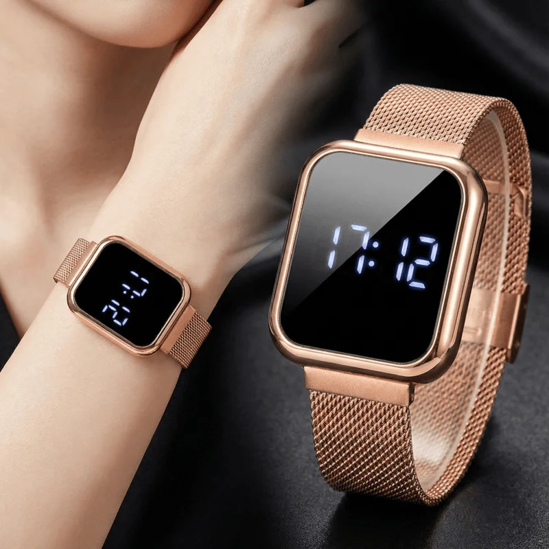 Модные прямоугольные цифровые часы для женщин и мужчин, простые светодиодные часы, роскошные металлические магнитные сетчатые ремешки, электронные наручные часы
Модные прямоугольные цифровые часы для женщин и мужчин, простые светодиодные часы, роскошные металлические магнитные сетчатые ремешки, электронные наручные часы