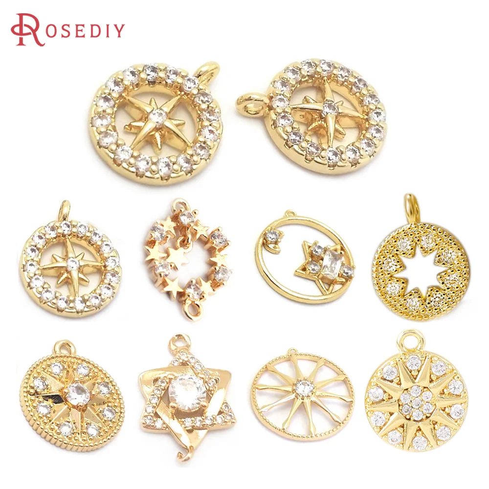 18K Gold Color Brass and Zircon Round Star Charms Pendants Jewelry Necklaces Earrings Bracelets Making Supplies Diy Accessories
18K Gold Color Brass and Zircon Round Star Charms Pendants Jewelry Necklaces Earrings Bracelets Making Supplies Diy Accessories