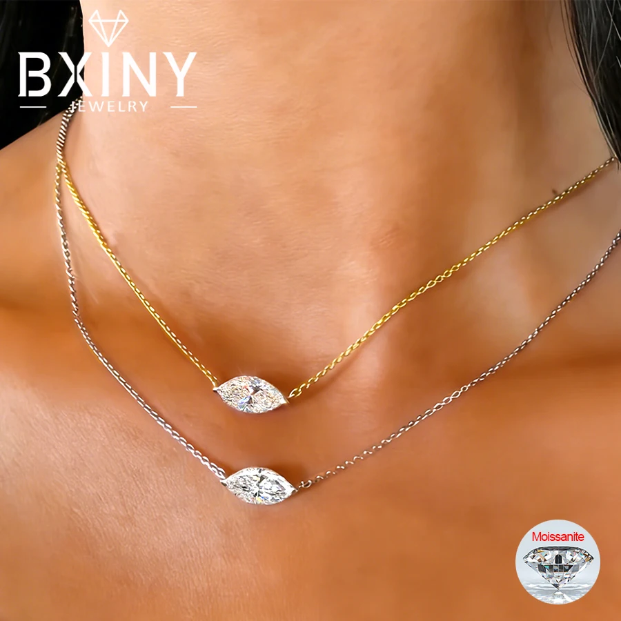 BXINY 1/2/3CT Marquise Cut Moissanite Necklace 100% S925 Silver East West Solitaire Diamond Pendant for Women Fine Jewelry Gifts
BXINY 1/2/3CT Marquise Cut Moissanite Necklace 100% S925 Silver East West Solitaire Diamond Pendant for Women Fine Jewelry Gifts