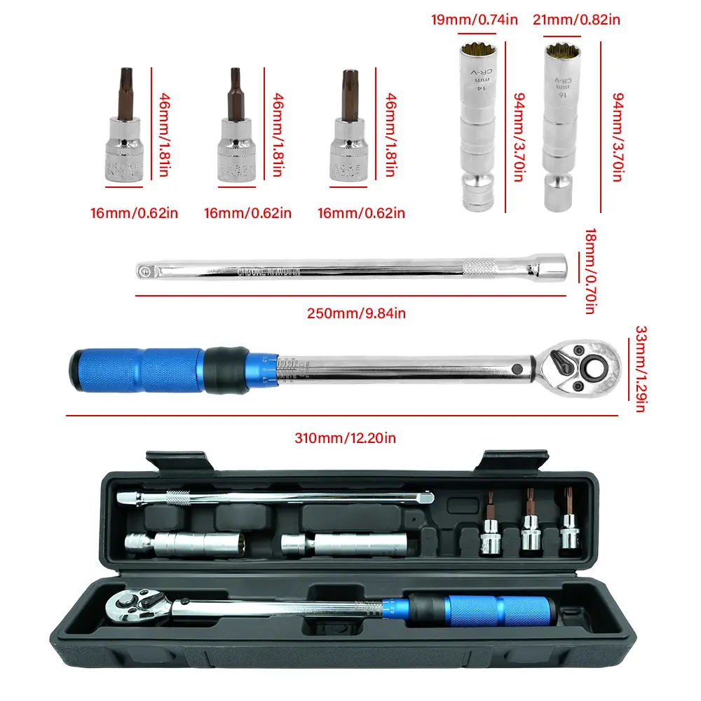Hot sell Precision-Adjustable Torque Wrench Kit 3/8" 10-60N.m with Dual-Direction Ratchet & Magnetic Spark Plug Removal Tool
Hot sell Precision-Adjustable Torque Wrench Kit 3/8" 10-60N.m with Dual-Direction Ratchet & Magnetic Spark Plug Removal Tool