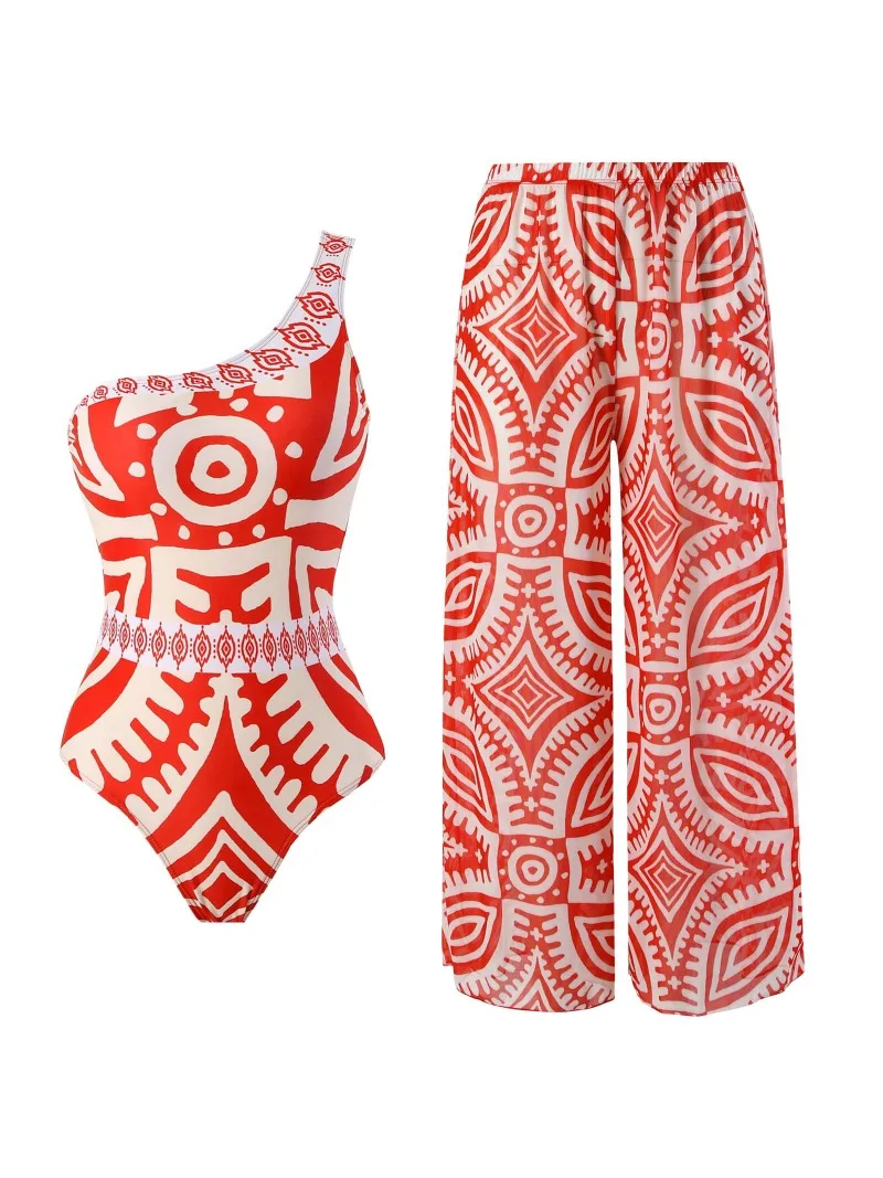 2025 New Sexy One-Piece Suits Swimwear Women One-shoulder Holiday Women with Chiffon Beach Pants Plus Size Swimwear
2025 New Sexy One-Piece Suits Swimwear Women One-shoulder Holiday Women with Chiffon Beach Pants Plus Size Swimwear