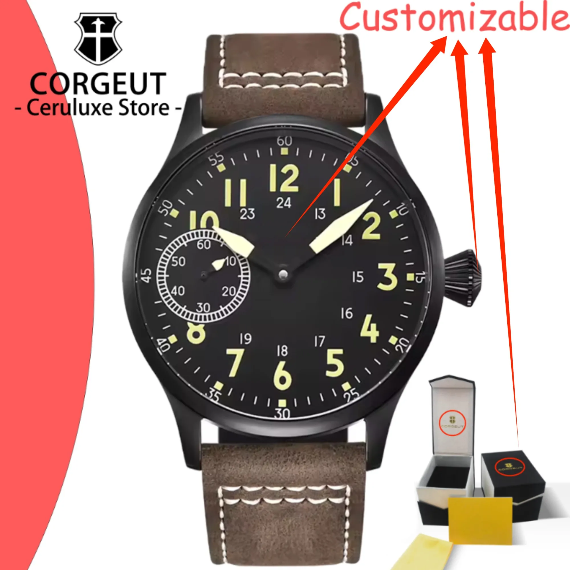 CUSTOM Logo ST3600 44mm Fashion Mechanical Men's Hand-wound Leather Luminous Watches Sport Waterproof Wrist Watches
CUSTOM Logo ST3600 44mm Fashion Mechanical Men's Hand-wound Leather Luminous Watches Sport Waterproof Wrist Watches