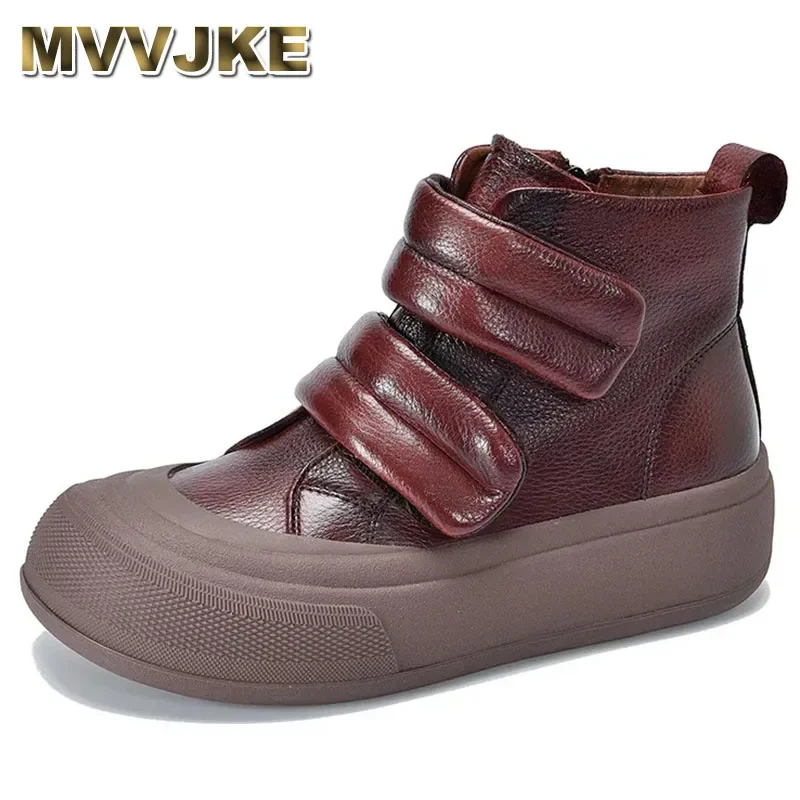 Thick Soled Ankle Boots For Women Platform Hook Loop Genuine Leather Autumn Winter Flat Platform Luxury Big Head Shoes
Thick Soled Ankle Boots For Women Platform Hook Loop Genuine Leather Autumn Winter Flat Platform Luxury Big Head Shoes