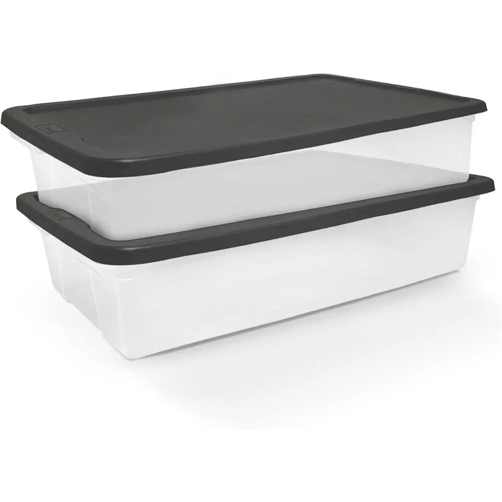 Набор из 2 больших прозрачных пластиковых контейнеров Snaplock с крышками, 41 кварт, серые - Штабелируемые ящики для хранения для спальни, ванной
Набор из 2 больших прозрачных пластиковых контейнеров Snaplock с крышками, 41 кварт, серые - Штабелируемые ящики для хранения для спальни, ванной