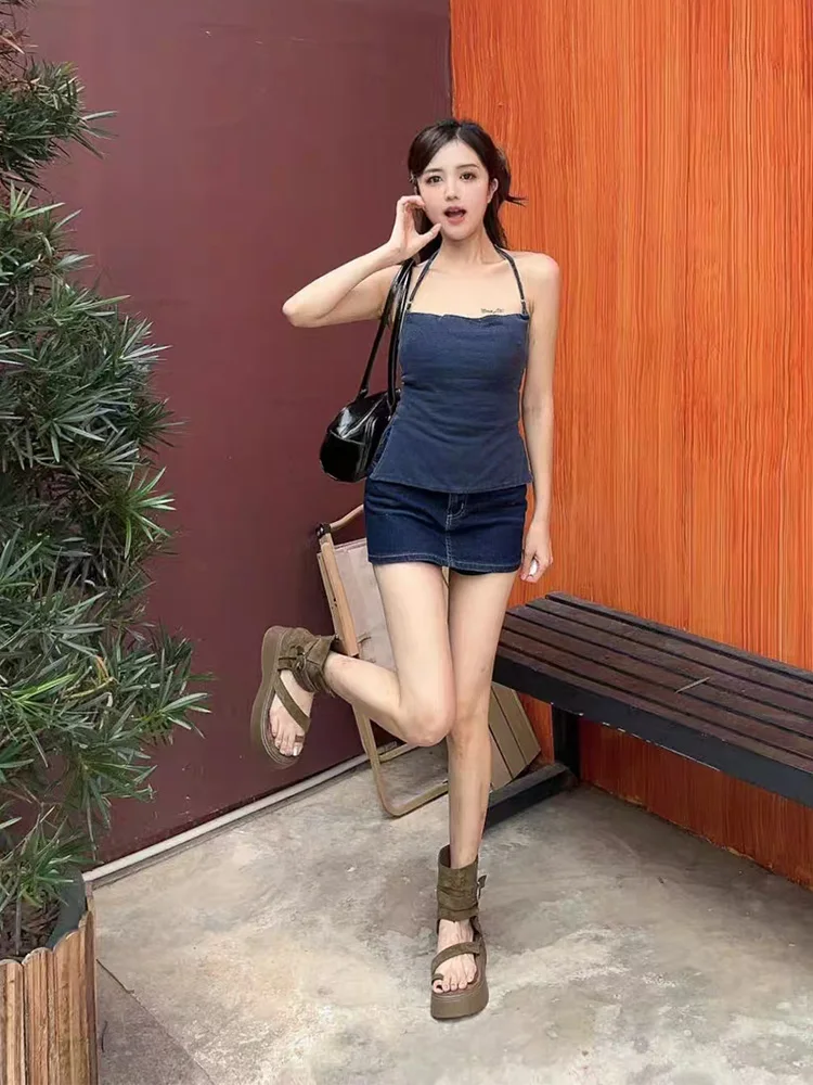 Syj Shuyijia Sexy Spicy Girl Micro Fat Mm Hanging Neck Top And Short Skirt Set Women's Slimming Bodycon Summer Fashion Outfit
Syj Shuyijia Sexy Spicy Girl Micro Fat Mm Hanging Neck Top And Short Skirt Set Women's Slimming Bodycon Summer Fashion Outfit