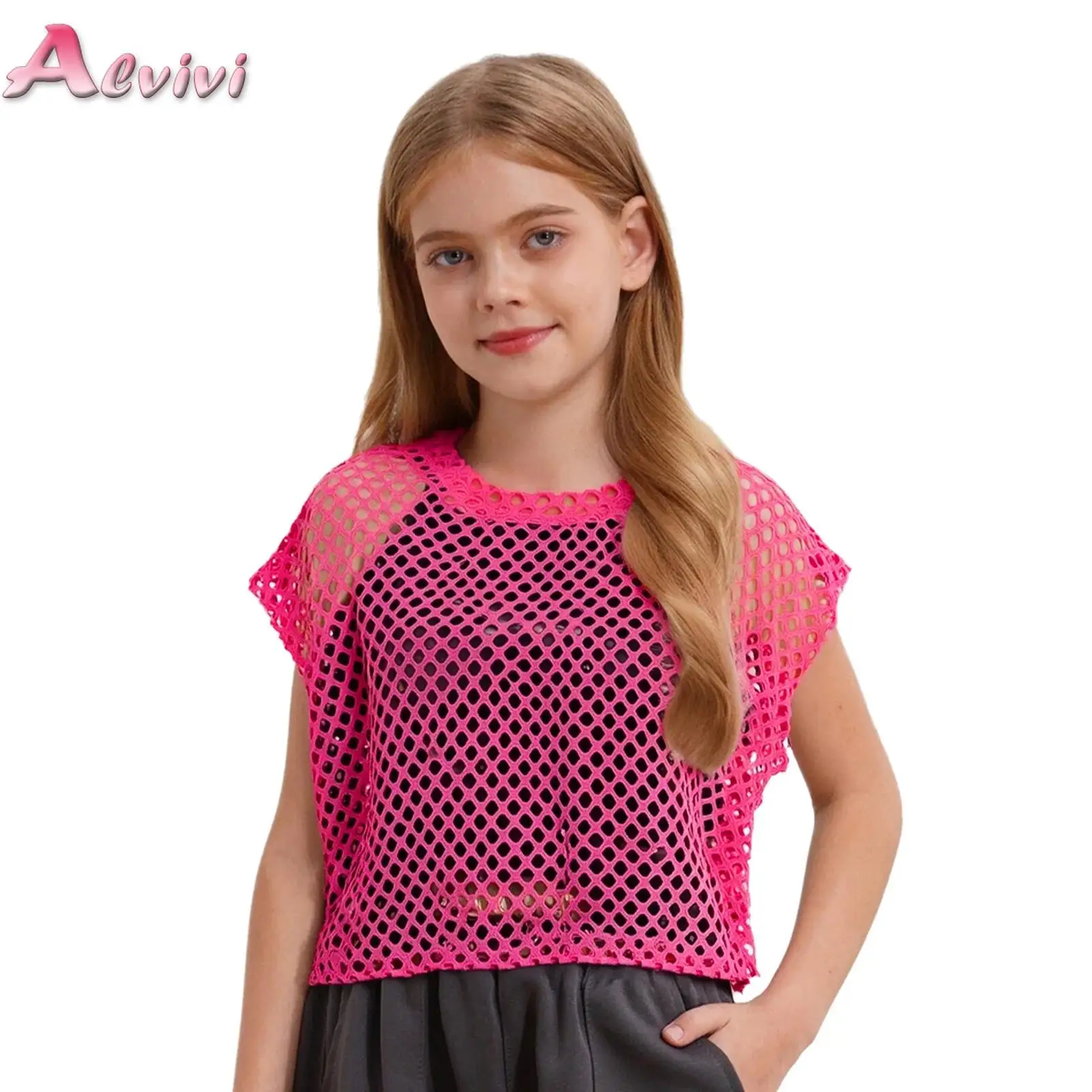 Kids Girls Fishnet Crop Tops T-shirt Casual Summer Short Sleeve See-Through Mesh T Shirt Female Hip-Hop Street Dance Clothing 
Kids Girls Fishnet Crop Tops T-shirt Casual Summer Short Sleeve See-Through Mesh T Shirt Female Hip-Hop Street Dance Clothing