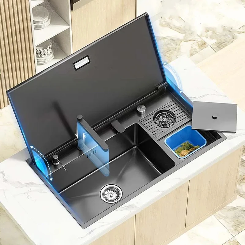 Kitchen Sink with Cover Plate Hidden Cup Washer 304 Stainless Steel Vegetable Wash Basin Multifunctional Nano Large Single Slot
Kitchen Sink with Cover Plate Hidden Cup Washer 304 Stainless Steel Vegetable Wash Basin Multifunctional Nano Large Single Slot