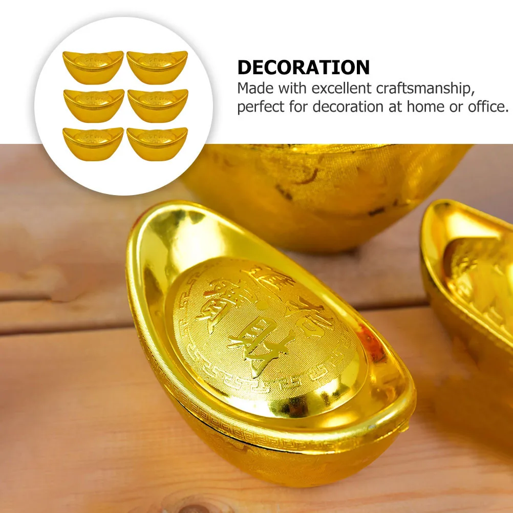 6Pcs Artificial Gold Ingot Ornament Eco-Friendly Material Safe New Year Gift Home Table Decoration Gold Ingot
6Pcs Artificial Gold Ingot Ornament Eco-Friendly Material Safe New Year Gift Home Table Decoration Gold Ingot
