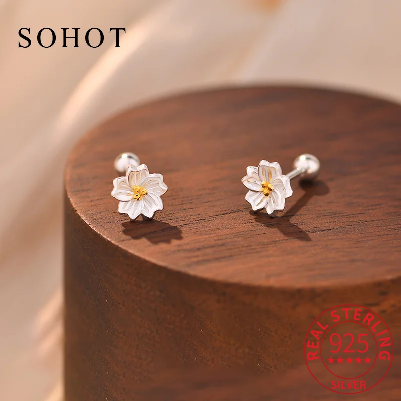 Real 925 Sterling Silver Exquisite Cute Flower Stud Earrings for Elegant Women Fine Jewelry Piercing Screw Bead Accessories
Real 925 Sterling Silver Exquisite Cute Flower Stud Earrings for Elegant Women Fine Jewelry Piercing Screw Bead Accessories