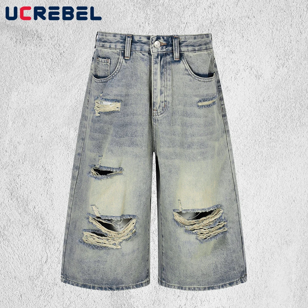 Washed Distressed Beggar Jeans Mens Summer Retro High Street Baggy Straight Wide Leg Denim Capri Pants Man
Washed Distressed Beggar Jeans Mens Summer Retro High Street Baggy Straight Wide Leg Denim Capri Pants Man