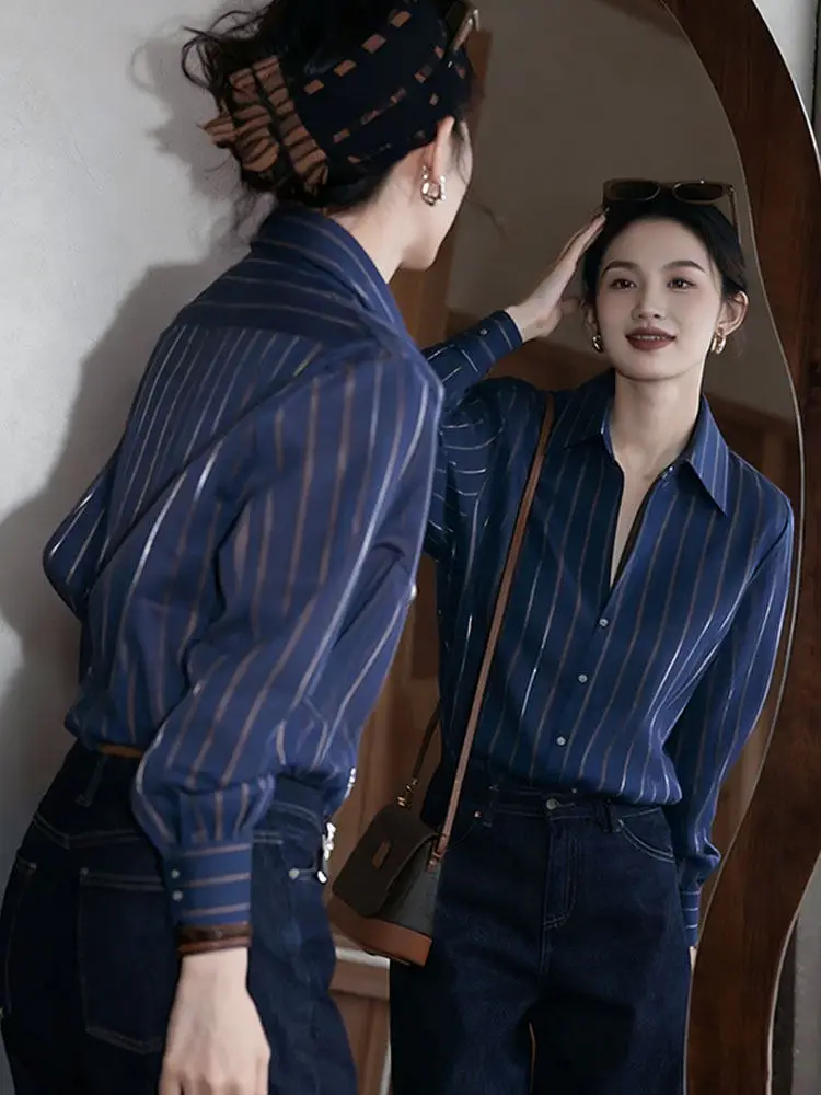 Blue Vertical Striped Long Sleeve Casual Shirt Women's Spring New Style Commute Professional Interview Top Fashion Ladies' Pr...
Blue Vertical Striped Long Sleeve Casual Shirt Women's Spring New Style Commute Professional Interview Top Fashion Ladies' Pr...