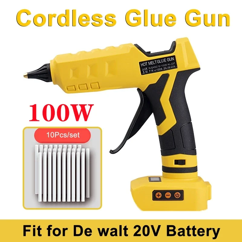 Upgraded Glue Gun 100W Digital Temperature Adjustable Cordless Glue Gun For Dewalt 18V 20V Battery with Plug & 10Pcs 11mm Sticks
Upgraded Glue Gun 100W Digital Temperature Adjustable Cordless Glue Gun For Dewalt 18V 20V Battery with Plug & 10Pcs 11mm Sticks