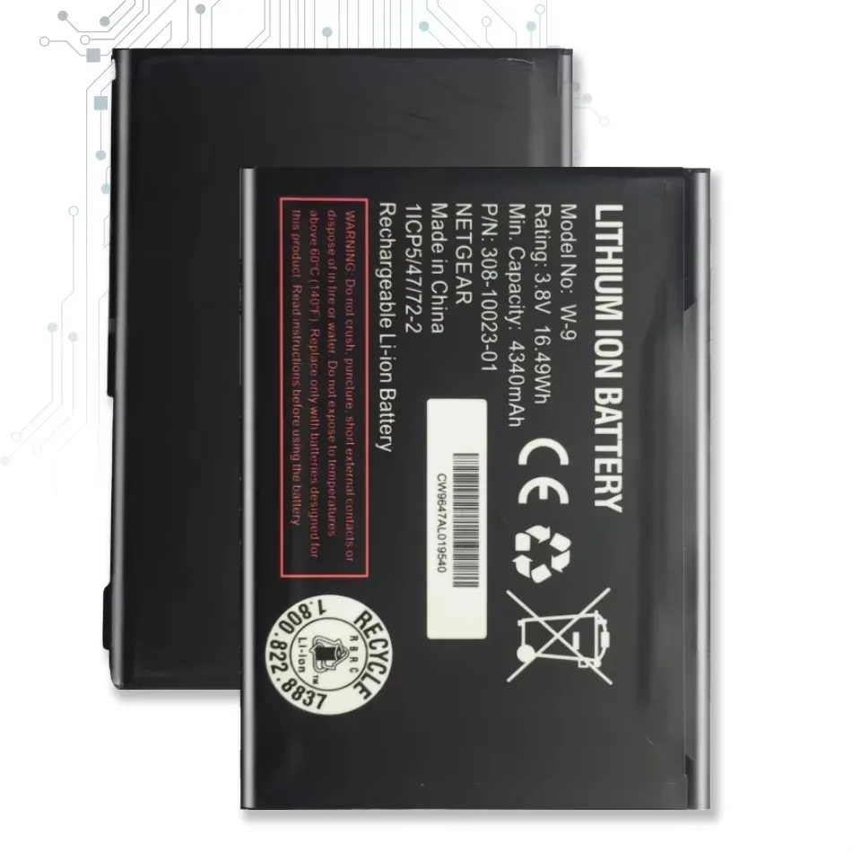 Перезаряжаемая литиевая батарея W9 для Netgear Sierra AirCard, W-9, AC810S, AC815, AC791L, беспроводной маршрутизатор, 4340 мАч
Перезаряжаемая литиевая батарея W9 для Netgear Sierra AirCard, W-9, AC810S, AC815, AC791L, беспроводной маршрутизатор, 4340 мАч