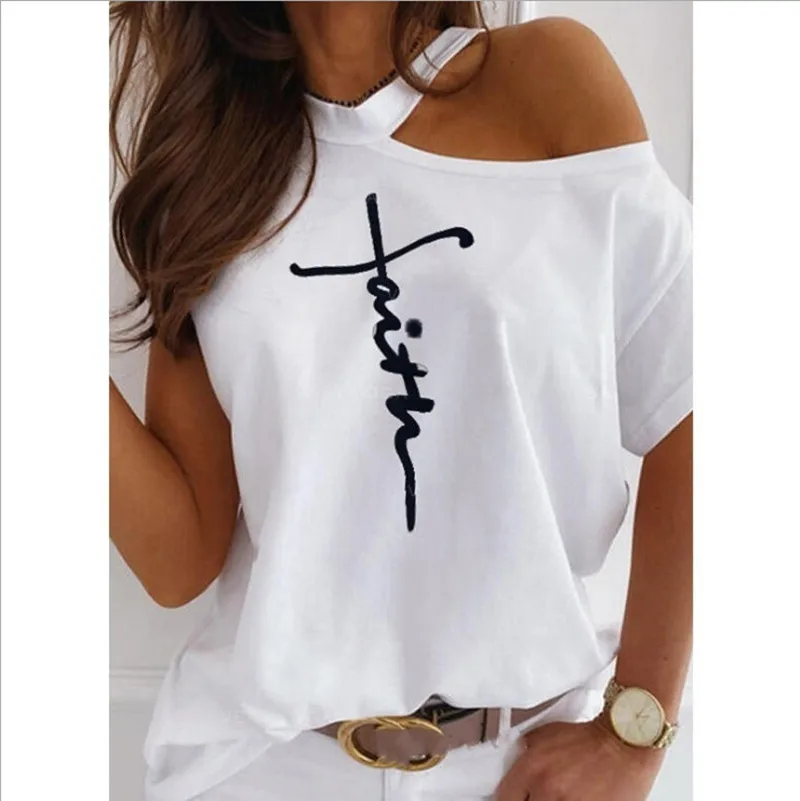 Sexy Women's Clothing Solid Color Oversized One Shoulder T-shirt Top Letter Print Short Sleeve Off-the-shoulder Loose T-shirt La
Sexy Women's Clothing Solid Color Oversized One Shoulder T-shirt Top Letter Print Short Sleeve Off-the-shoulder Loose T-shirt La