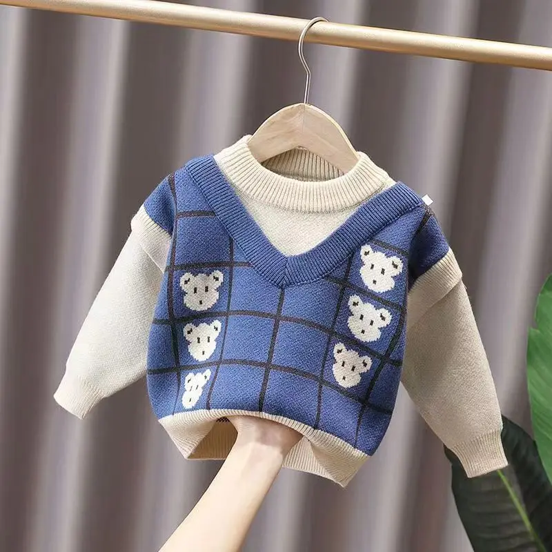 Kids' Sweater Fleece-Lined Thickened 2022 Autumn and Winter New Boys' and Kids' Knitted Tops Fake Two Pieces
Kids' Sweater Fleece-Lined Thickened 2022 Autumn and Winter New Boys' and Kids' Knitted Tops Fake Two Pieces