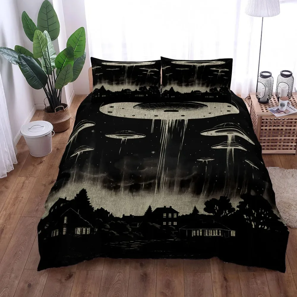 Spooky Ufo Halloween Duvet Cover Set King Queen Double Full Twin Single Size Bed Linen Set
Spooky Ufo Halloween Duvet Cover Set King Queen Double Full Twin Single Size Bed Linen Set