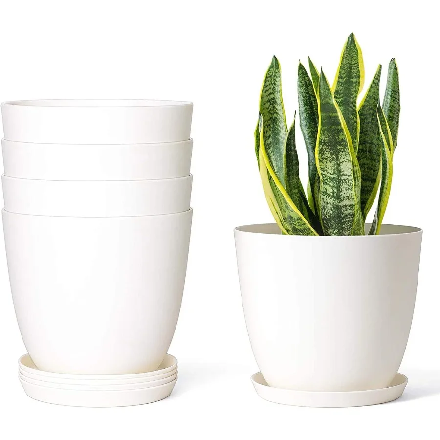 6.5 Plastic Planters with Saucers Indoor Set of 5 Flower Plant Pots with Drainage for All House Plants Herbs Foliage Plant and
6.5 Plastic Planters with Saucers Indoor Set of 5 Flower Plant Pots with Drainage for All House Plants Herbs Foliage Plant and