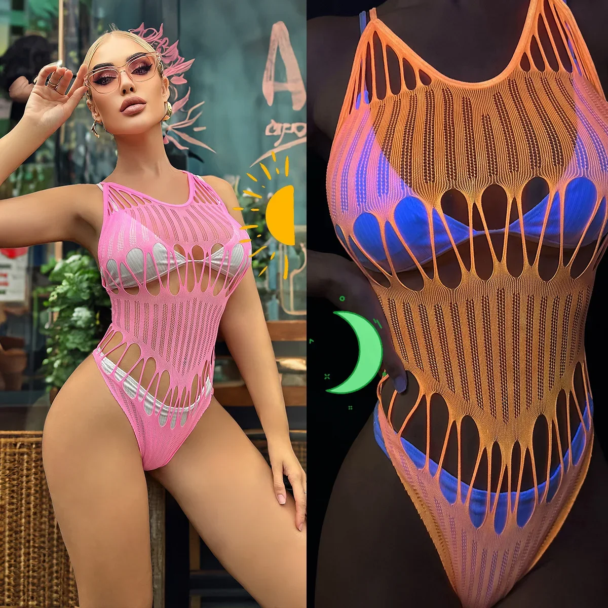 Erotic lingerie Fluorescent powder luminous luminous hollow suspender fishing net swimsuit sexy lingerie woman Woman clothing
Erotic lingerie Fluorescent powder luminous luminous hollow suspender fishing net swimsuit sexy lingerie woman Woman clothing